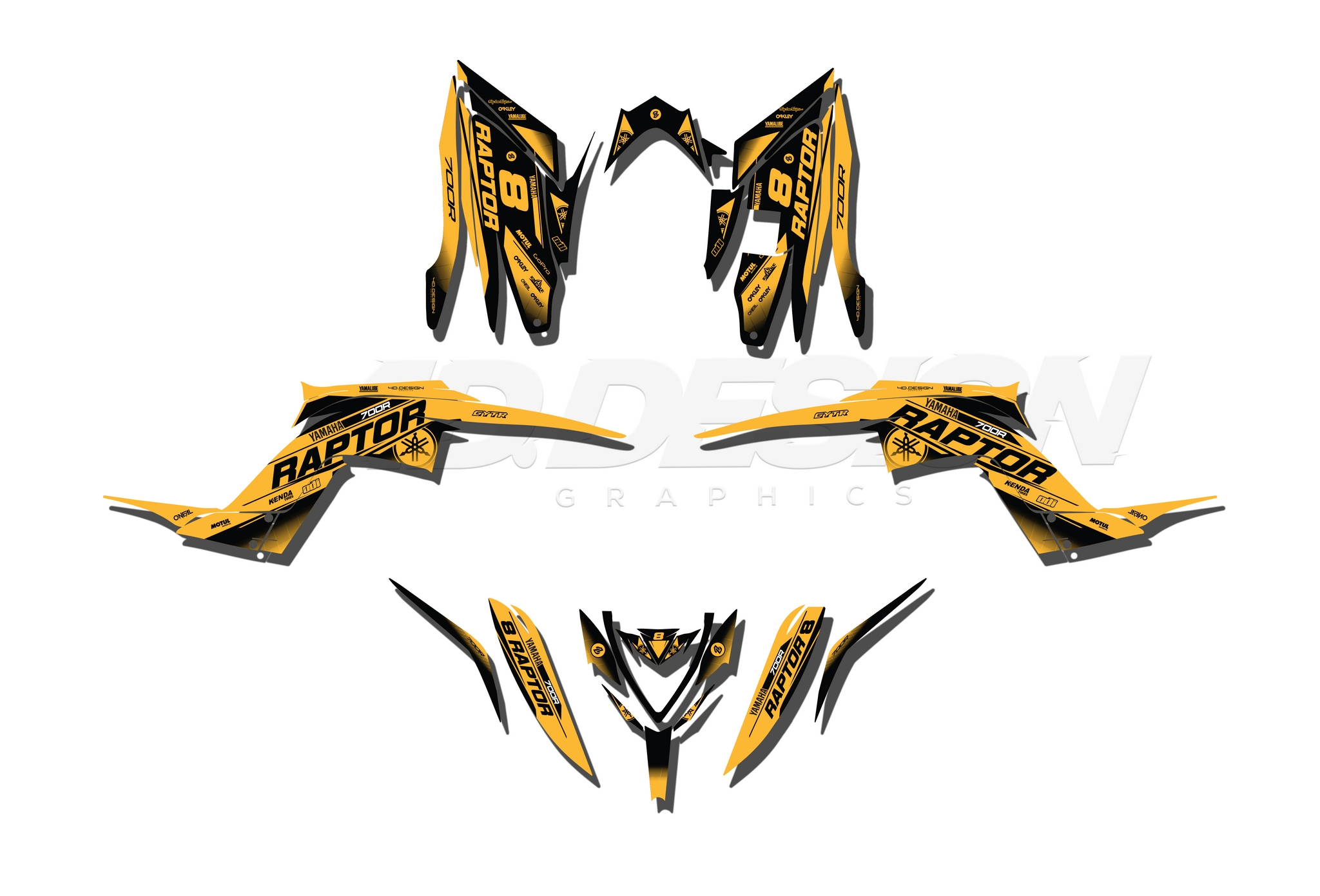 Kit De Graphismes Pour Yamaha Raptor 700R (2013-2024) - Décalcomanie Vinyle Brillant