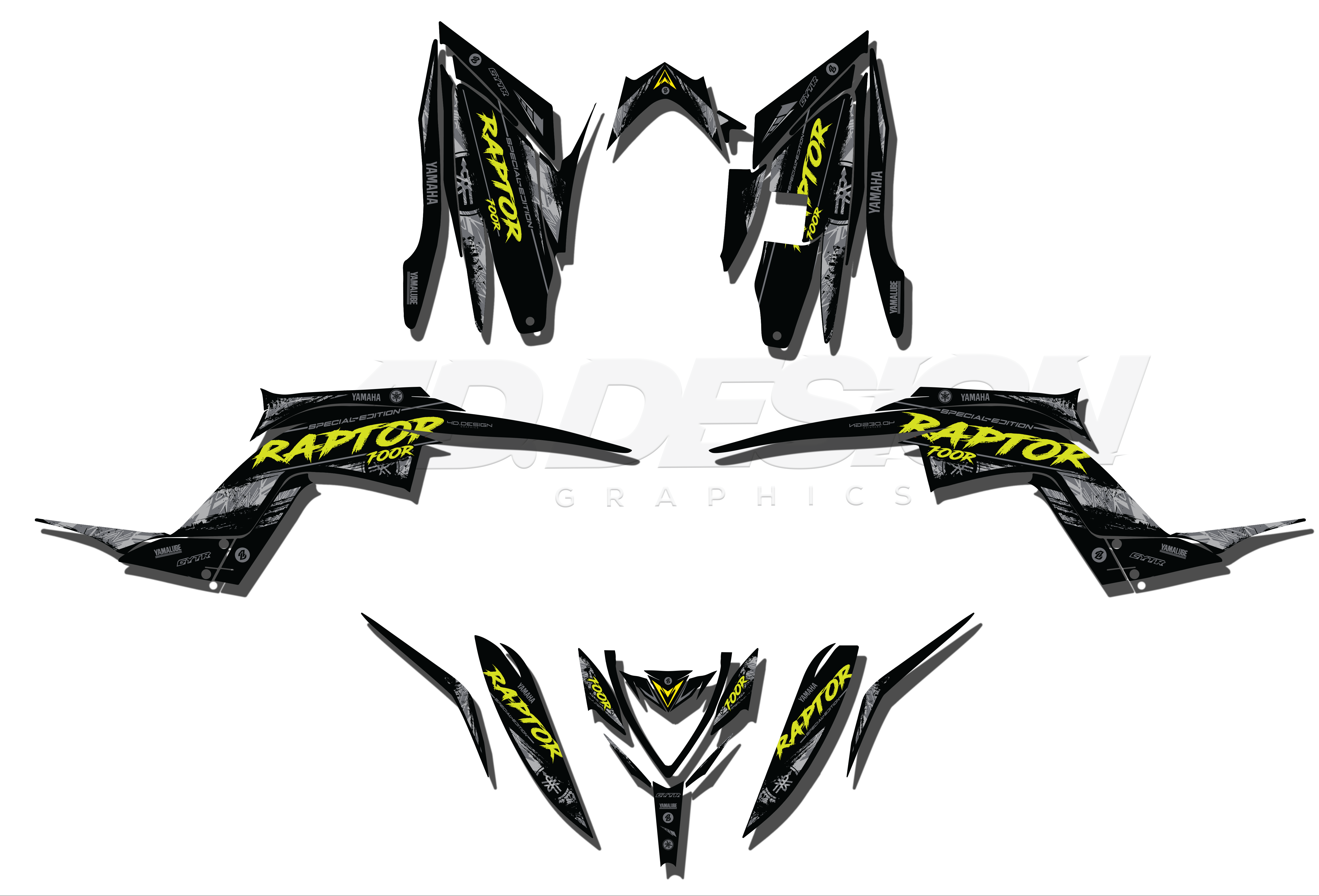 26 Raptor R Graphics D326- YAMAHA RAPTOR 700 FULL GRAPHICS KIT – 4DDesign