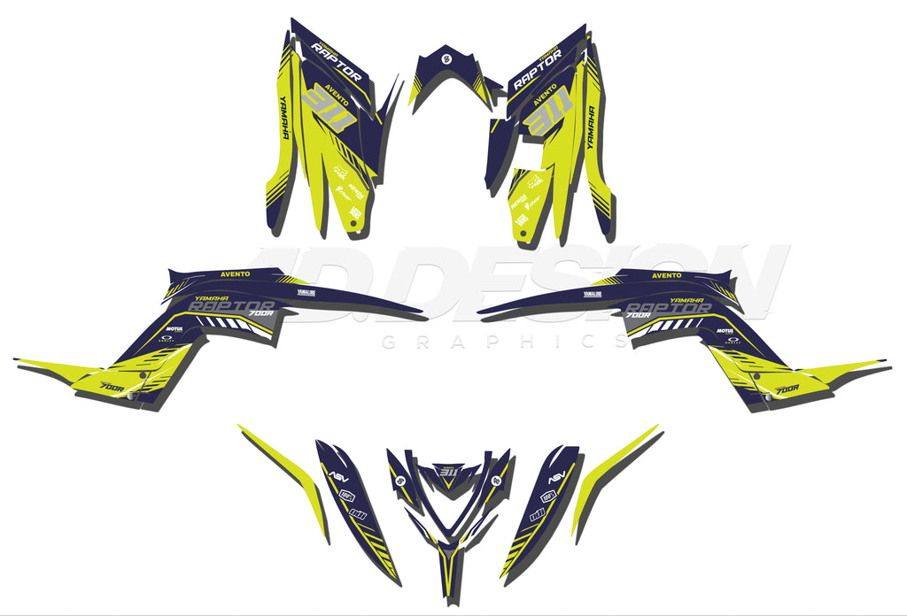 26 Raptor R Graphics D26 - YAMAHA RAPTOR 700 FULL GRAPHICS KIT – 4DDesign
