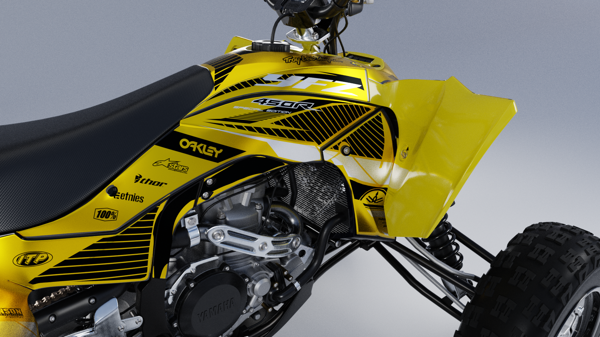Factory EFX Yellow Graphics Kit Decal Stickers For 1984-1985 YF60 4-ZINGER ATV