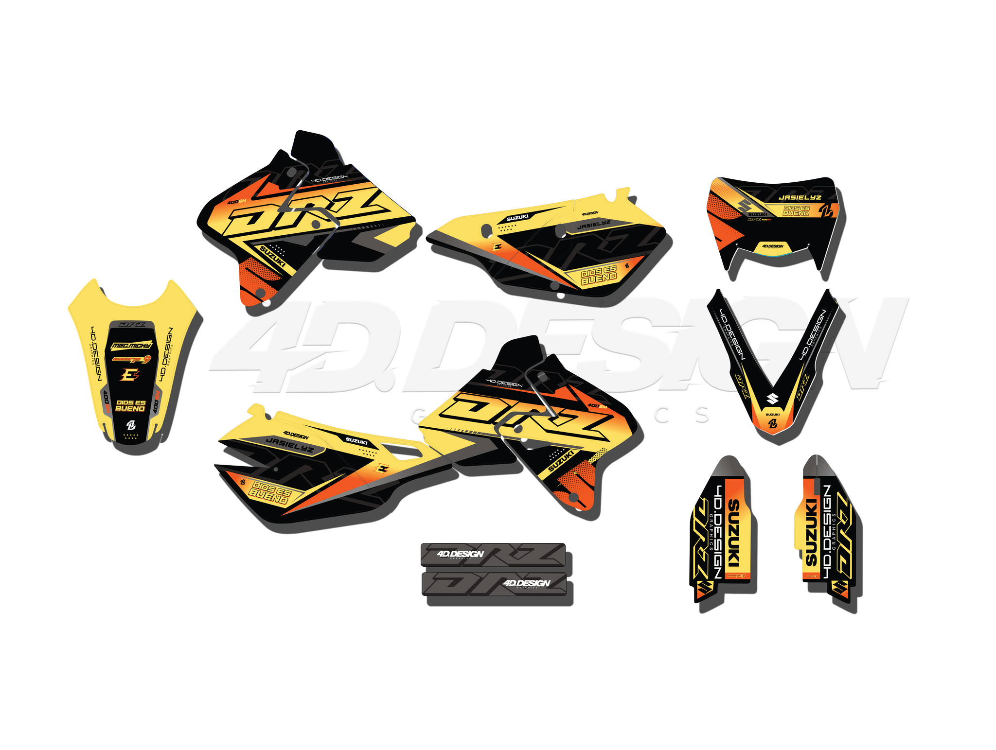 SUZUKI DRZ 400 GRAPHICS KIT - FIRERED – 4DDesign