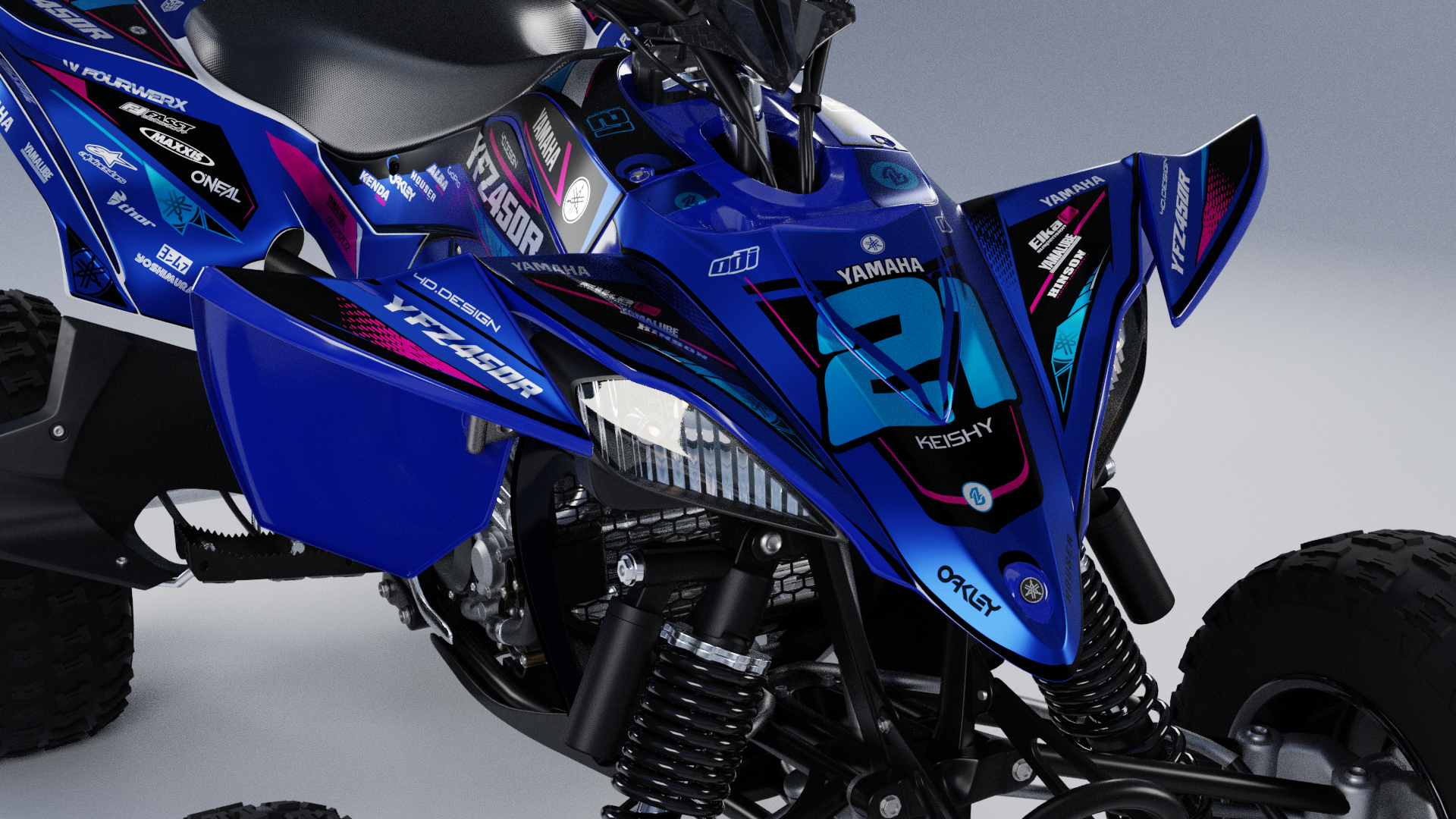 TM Designworks Front Swingarm Protector / Chain Guard For Yamaha YFZ450R & YFZ450X - Blue Plastic - USA Made