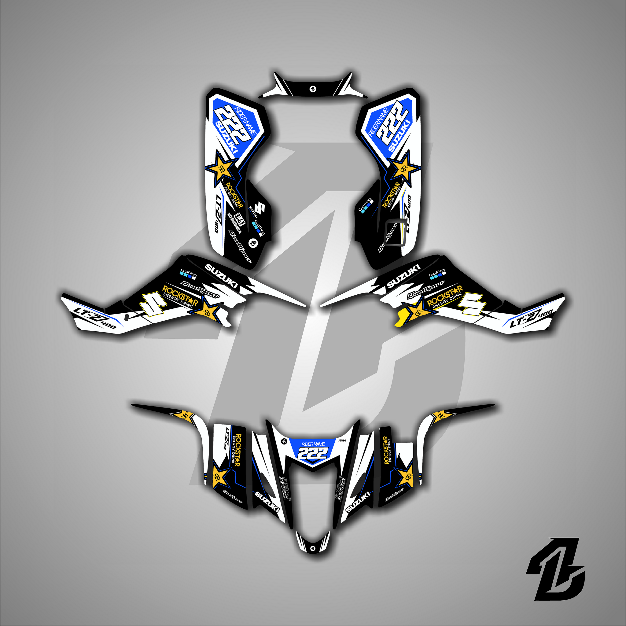 SUZUKI LTZ 400 GRAPHICS KIT. ALL MODEL ATV GRAPHICS AVAILABLE